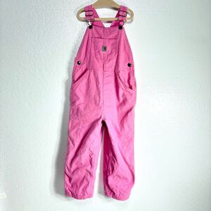 Carhartt Pink Flannel Lined Overalls Pink Size 4T
